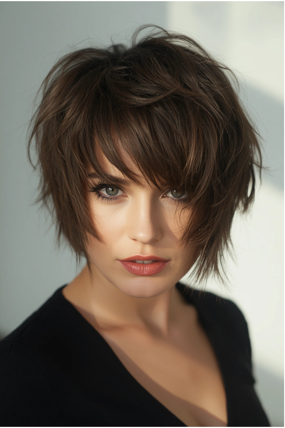 Short shag haircut with choppy textured layers