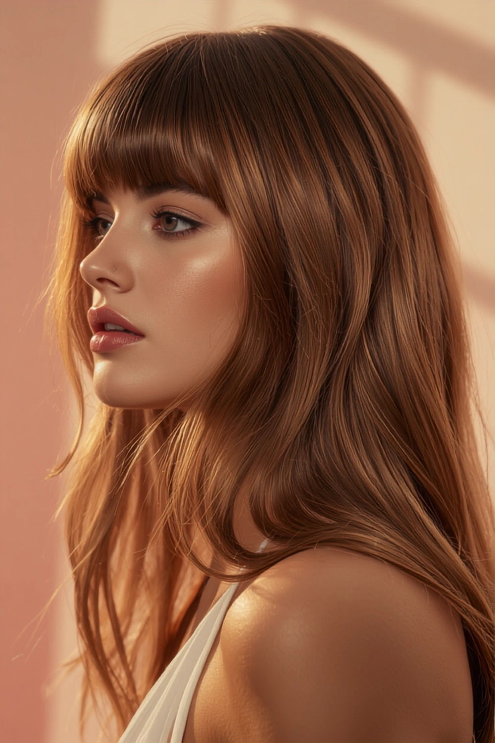Close-up of layered haircut showing texture and layer separation